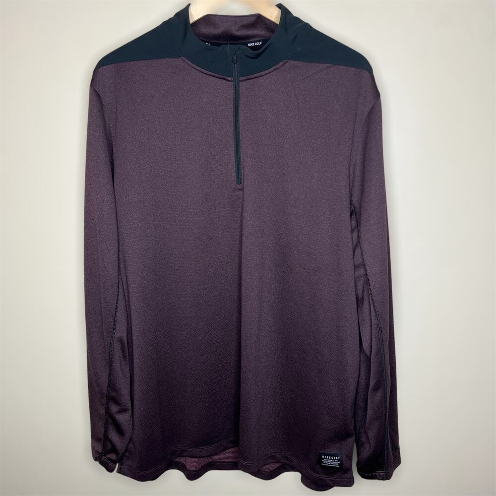 Nike Golf Dri Fit Core Half Zip Pullover XL Mens Burgundy Black Performance LS